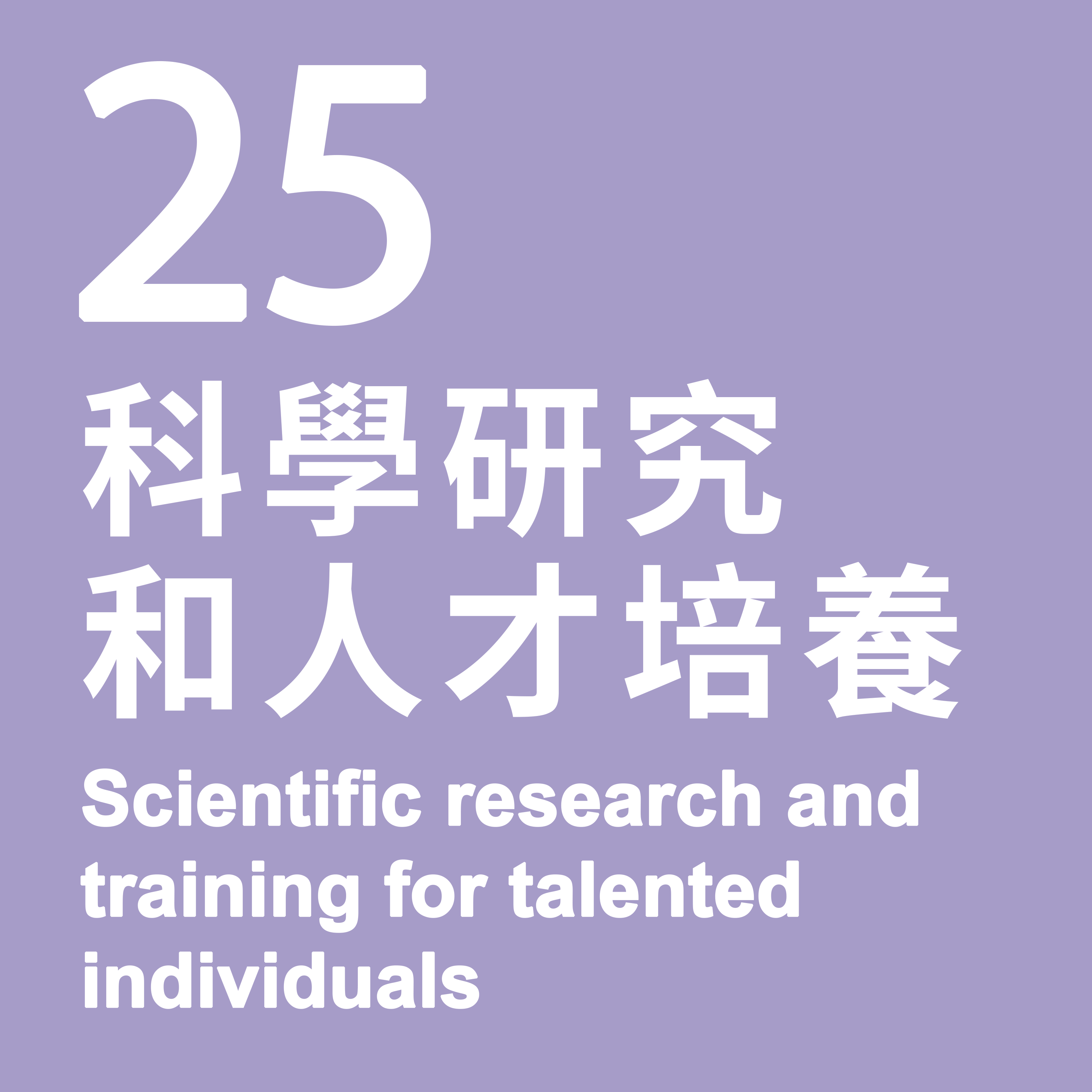 25. Scientific research and training for talented individuals